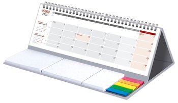 Kalendarz 2026 z notesem MAXI miesięczny spiralowany szary