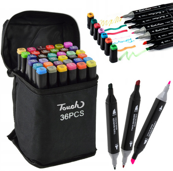 MARKERY DWUSTRONNE W TORBIE 36 KOLORY ZESTAW DLA DZIECI PLASTYKÓW