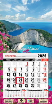 Kalendarz 2026 trójdzielny jednodzielny mini z magnesem Grecja KTJ2 V38