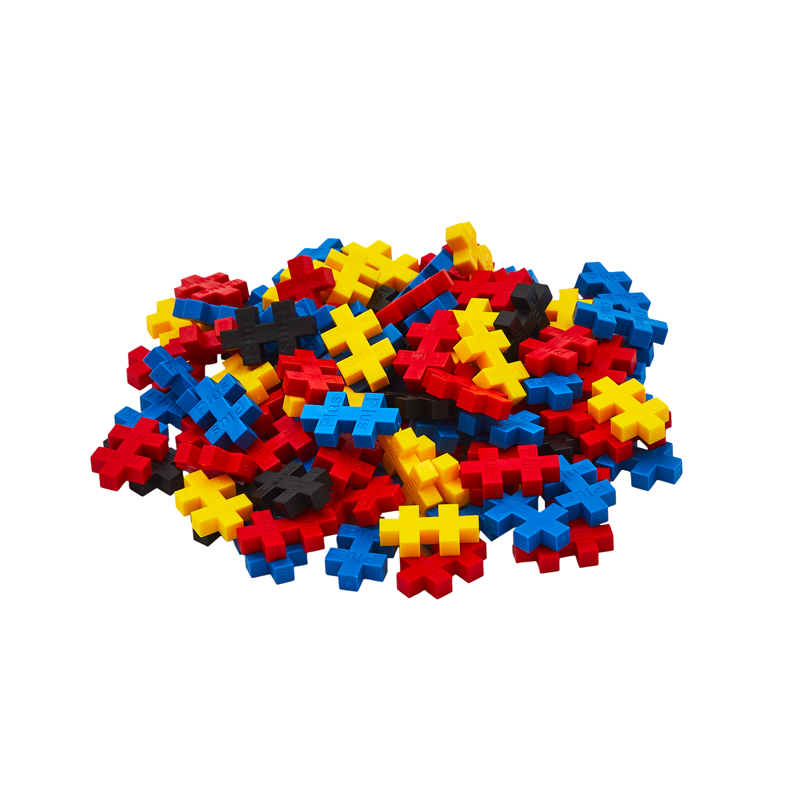 Zawartość zestawu Plus-Plus Tuba Bohater – klocki rozsypane obok opakowania