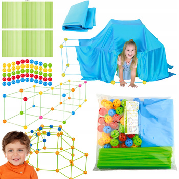 NAMIOT BAZA KLOCKI RURKI SŁOMKI KONSTRUKCYJNE XXL ŁĄCZNIKI ZESTAW DUŻY