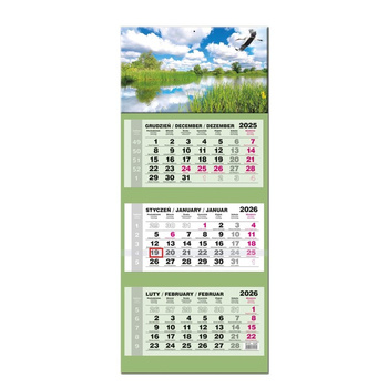 Kalendarz 2026 trójdzielny LUX główka wypukła Mazury