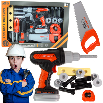 Zestaw Narzędzi dla Dzieci Mały Majsterkowicz Piła Wkrętarka Miarka Śrubki