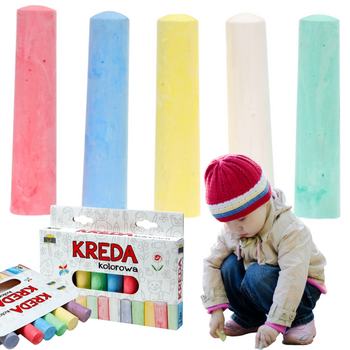 Kreda chodnikowa gruba kolorowa szkolna do malowania na zewnątrz 12 sztuk