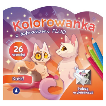 KOLOROWANKA Z TATUAŻAMI FLUO - KOTKI