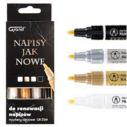 Marker olejowy do renowacji napisów 4 kolory GRAND GR-25M