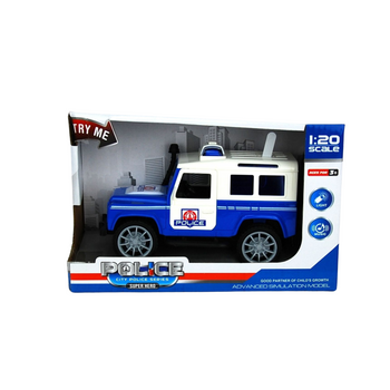 SAMOCHÓD JEEP AUTO POLICYJNY Z EFEKTEM ŚWIATŁA DŹWIĘKU W PUDEŁKU