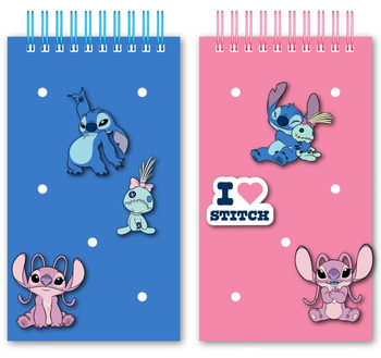 Notes z silikonową okładką oraz przypinkami Stitch 15x 8,5cm 1szt.mix