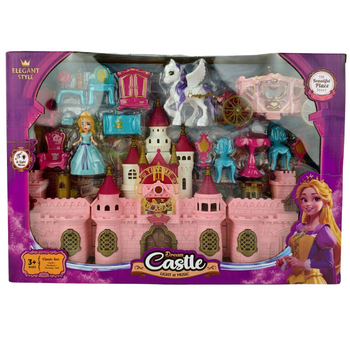 ZAMEK DLA DZIEWCZYNKI Z KSIĘŻNICZKĄ KONIKIEM ŚWIATŁO DŹWIĘK LALKA ZABAWKA