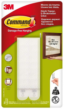 Rzepy do wieszania obrazów Command duże białe 2 szt.
