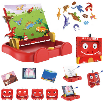 Duża Tablica Magnetyczna Dinozaur Pisak Magnesy Edukacyjna dla Dzieci