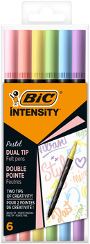 Flamastry dwustronne BIC Intensity Dual Tip Pastel 6 kolorów