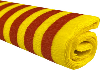 Paczka Bibuła marszczona 50x200 paski czerwone na żółtym 10 rolek