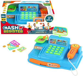 KASA FISKALNA INTERAKTYWNA SKLEPOWA SKANER ŚWIATŁO DŹWIĘK DLA DZIECI ZESTAW