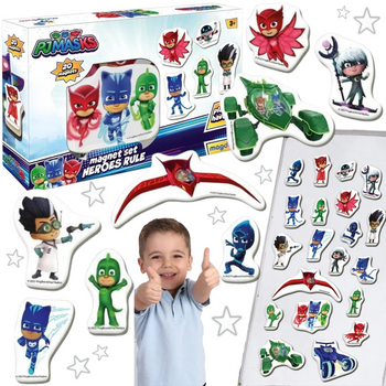 ZESTAW MAGNESÓW PIDŻAMERSI PJ MASKS ZASADY BOHATERÓW KOLOROWA UKŁADANKA