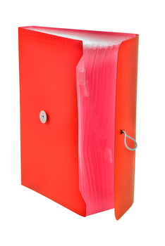 Teczka A4 PP harmonijkowa z gumką czerwona
