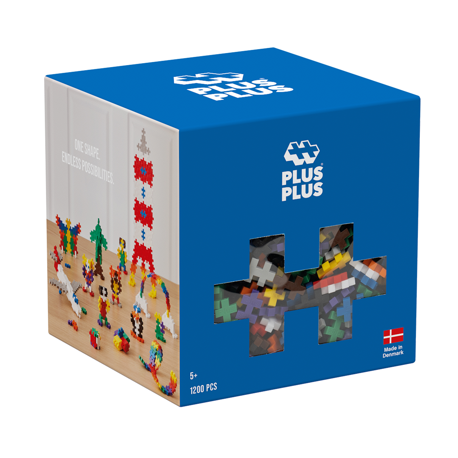 Zawartość zestawu PLUS-PLUS BASIC 1200e – kolorowe klocki i opakowanie idealne na prezent