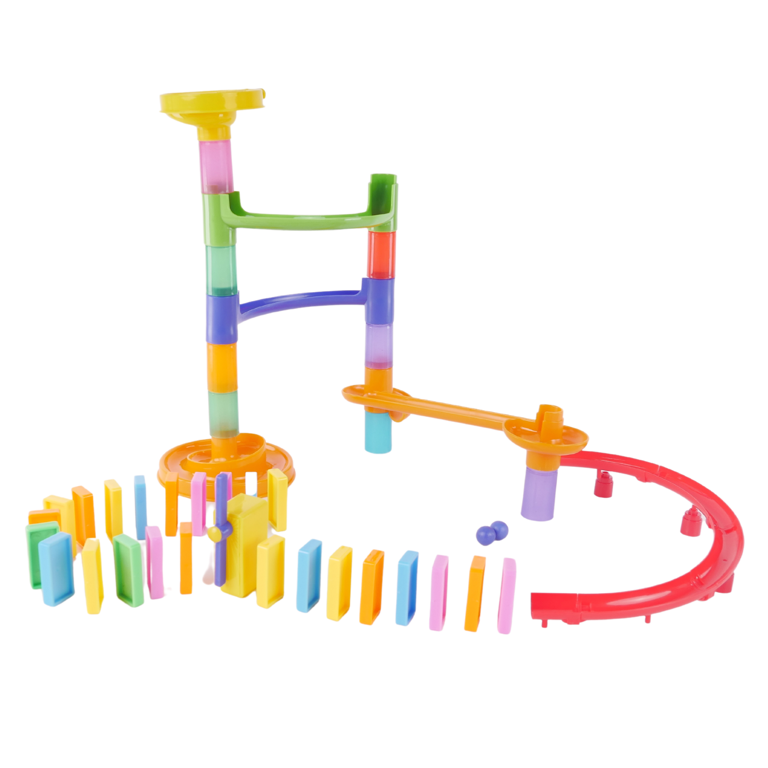 Mega Tor Kulkowy Domino Klocki 55 Elementów Zjeżdżalnie Pętle Serpentyny