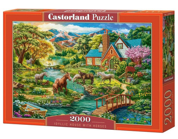 Puzzle 2000 Idyllic House with Horses CASTOR Castorland