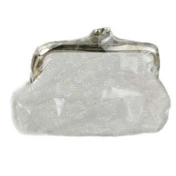 mała portmonetka damska, elegancka, kompaktowa, z kwiatowym wzorem