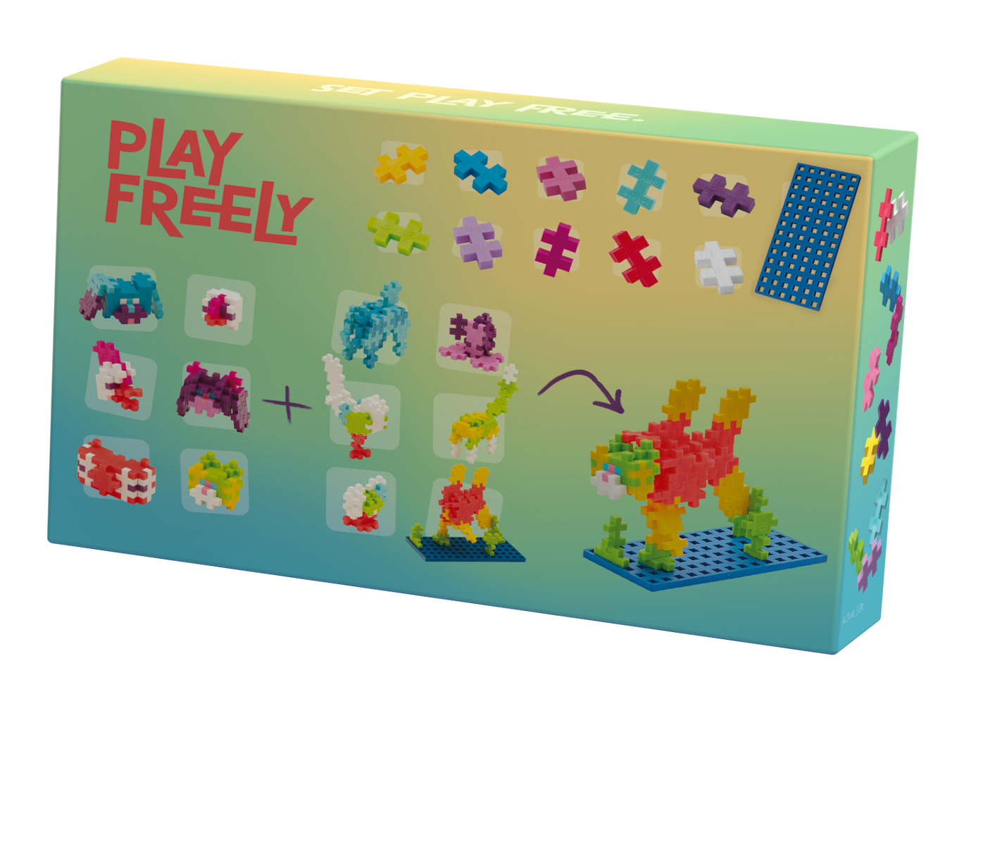 Klocki Plus-Plus – przykładowe zbudowane roboty i elementy zestawu