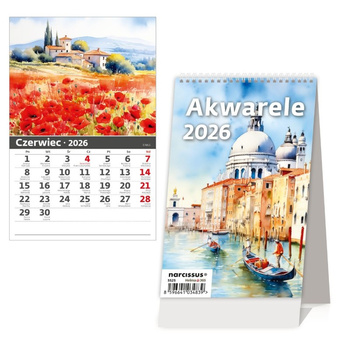 Kalendarz 2026 biurkowy pionowy Akwarele