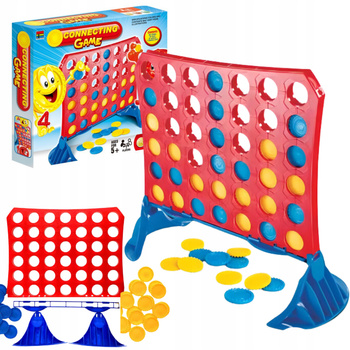 Gra Ułóż 4 W Rzędzie Układanka Kolorowe Żetony Podstawa Tabliczka Dla Dziec