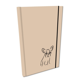 Notes A5 gładki z gumką Soft Touch lakier UV buldog beż