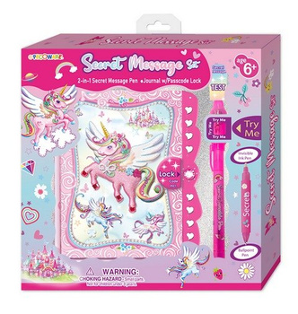 Pamiętnik na szyfr z niewidzialnym długopisem Jednorożec