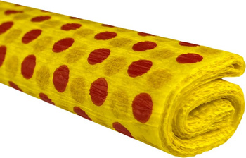 Paczka Bibuła marszczona 50x200 kropki czerwone na żółtym 10 rolek