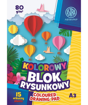 Blok kolorowy barwiony w masie ASTRAPAP A3 80g 15 ark