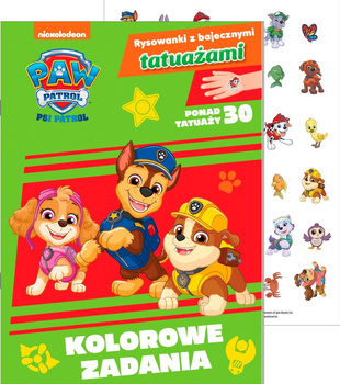 Kolorowe zadania. Psi Patrol. Rysowanki z bajecznymi tatuażami