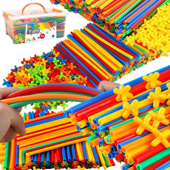 Klocki Słomki Konstrukcyjne Walizka Edukacyjny Kreatywny Prezent Dla Dzieci