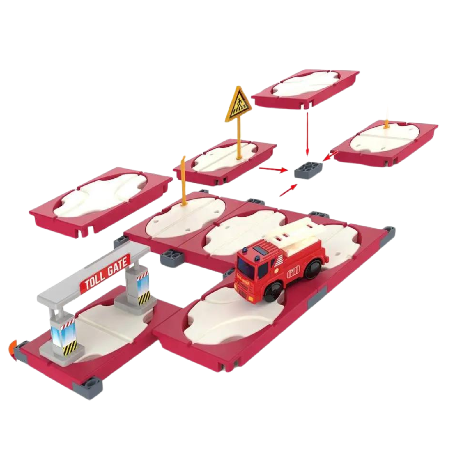 Zestaw Labirynt Drogowy Budowanie Trasy Pojazd Strażacki Znaki Drogowe
