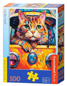 Puzzle 100 Cat Bus Travel CASTOR Castorland