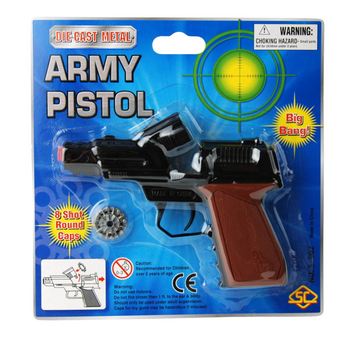 PISTOLET METALOWY NA SPŁONKĘ- BLISTER 1 SZT.