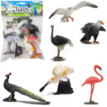 ZESTAW FIGUREK PTAKÓW DZIKICH GUMOWE ZWIERZĘTA EDUKACYJNE 6 SZTUK PREZENT