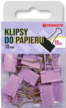Klipsy do papieru Penmate Fiołkowe 19 mm TT8320