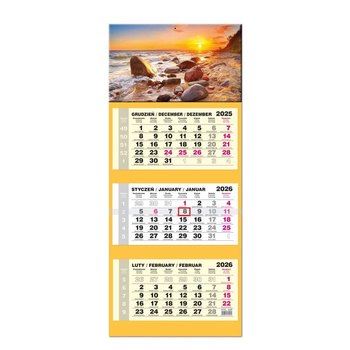 Kalendarz 2026 trójdzielny LUX główka wypukła Bałtyk
