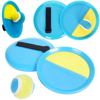 CATCH BALL NA RZEPY ŻÓŁTO-NIEBIESKI GRA ZRECZNOŚIOWA PALETKI Z RZEPAMI