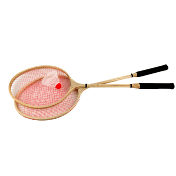 ZESTAW DO BADMINTONA DREWNIANY DWIE RAKIETY LOTKA DO GRY W BADMINTONA