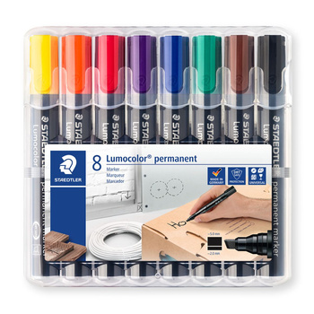 Marker Lumocolor wodoodporny ścięty 8 kol. w etui box Staedtler