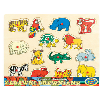 Układanka drewniana zwierzęta dzikie edukacyjna zabawa dla dzieci