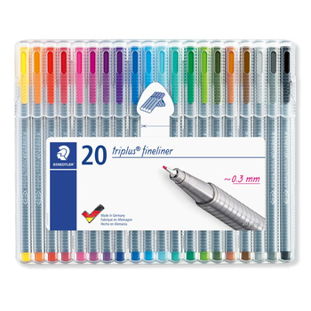 Cienkopis triplus trójkątny 0.3 mm 20 kol. w etui box Staedtler