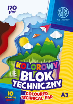 Blok kolorowy barwiony w masie ASTRAPAP A3 170g 10 ark