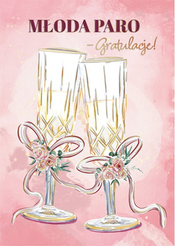 Karnet B6 z kieszonką Ślub kieliszki