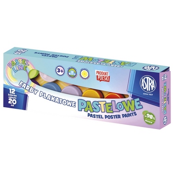 Farby plakatowe pastelowe Astra 12 kol x 20 ml STANDARD BOX