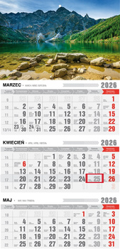Kalendarz 2026 trójdzielny ekonomiczny z magnesem Tatry KTM VM18