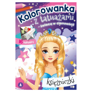 KOLOROWANKA Z TATUAŻAMI - ŚWIECĄ W CIEMNOŚCI! KSIĘŻNICZKI