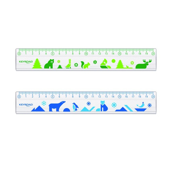 Linijka 20 cm plastikowa KEYROAD transparentna z nadrukiem deco zawieszka mix 1szt.